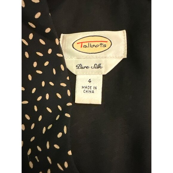 Talbots Pure Silk Black & White Polka Dot Sleeveless Wrap Dress Size 4 - Picture 3 of 5